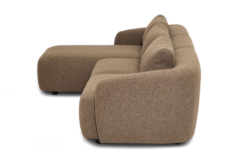Milano 5-sits Rundad Vänstervänd L-soffa med Låg Rygg i Brun Boucle - Möbler - Soffa - Divansoffor & schäslongsoffa