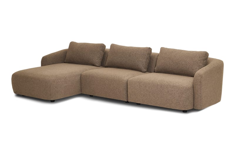 Milano 5-sits Rundad Vänstervänd L-soffa med Låg Rygg i Brun Boucle - Möbler - Soffa - Divansoffor & schäslongsoffa