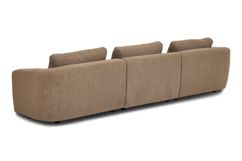 Milano 5-sits Rundad Vänstervänd L-soffa med Låg Rygg i Brun Boucle - Möbler - Soffa - Divansoffor & schäslongsoffa
