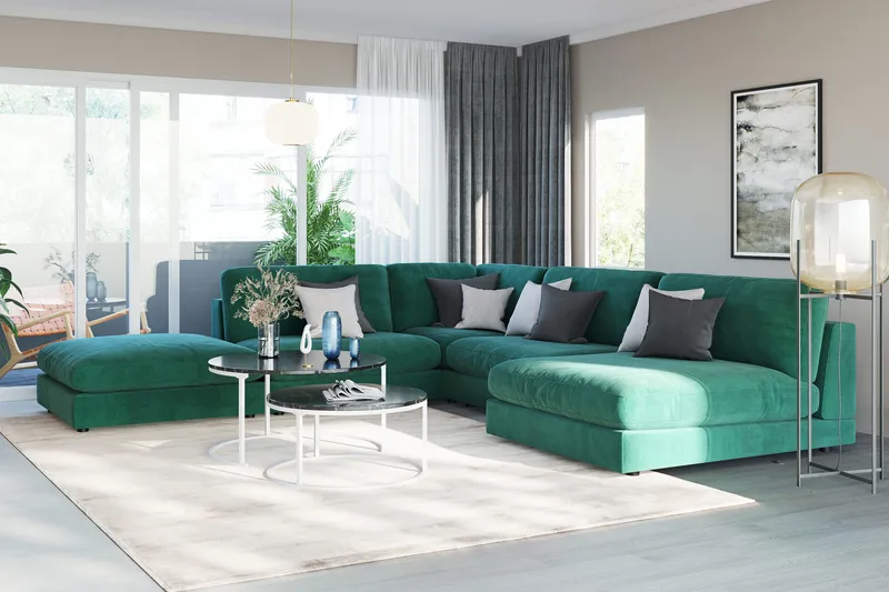 Arken 1-sits Divanmodul i Sammet - Grön - Möbler - Soffa - Modulsoffor - Övriga moduler till modulsoffa