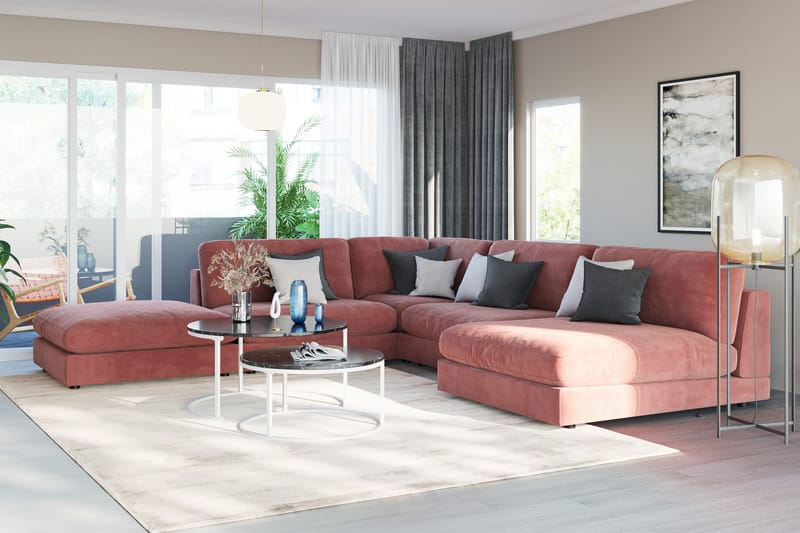 Arken 1-sits Divanmodul i Sammet - Rosa - Möbler - Soffa - Modulsoffor - Övriga moduler till modulsoffa