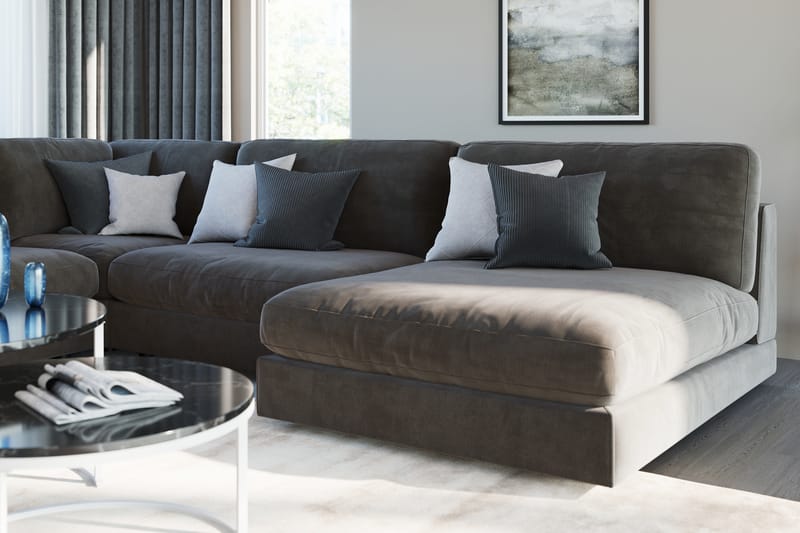 Arken 2-sits Divanmodul i Sammet - Mörkgrå - Möbler - Soffa - Modulsoffor - Övriga moduler till modulsoffa