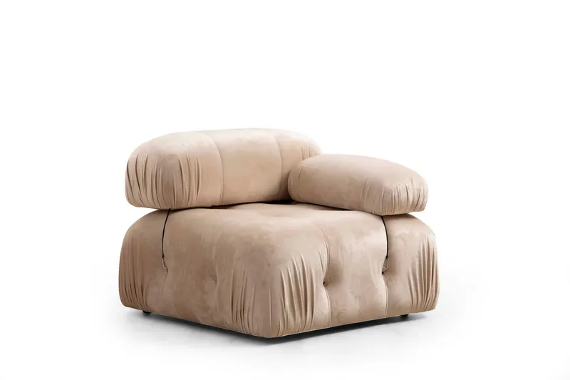 Belgin Högermodul / Fåtölj 95 cm med fasta armstöd och repdetaljer - Beige - Möbler - Soffa - Modulsoffor - Övriga moduler till modulsoffa