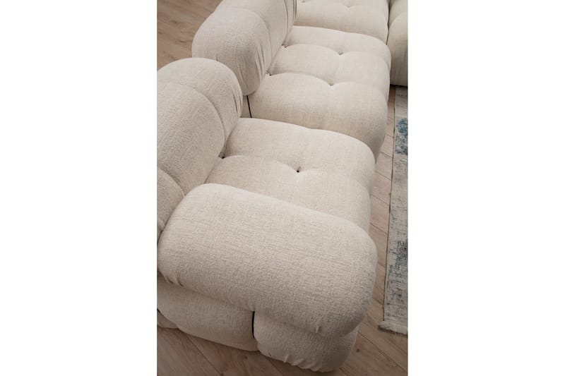Belgin Högermodul / Fåtölj 95 cm med fasta armstöd och repdetaljer - Cream - Möbler - Soffa - Modulsoffor - Övriga moduler till modulsoffa