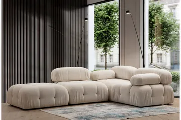 Belgin Högermodul / Fåtölj 95 cm med fasta armstöd och repdetaljer - Cream - Möbler - Soffa - Modulsoffor - Övriga moduler till modulsoffa