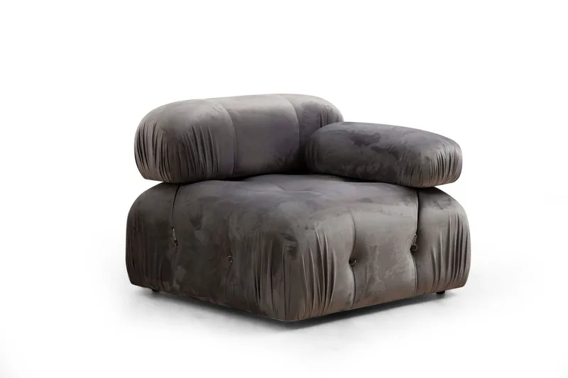 Belgin Högermodul / Fåtölj 95 cm med fasta armstöd och repdetaljer - Grå - Möbler - Soffa - Modulsoffor - Övriga moduler till modulsoffa