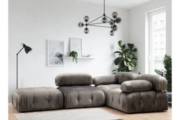 Belgin Högermodul / Fåtölj 95 cm med fasta armstöd och repdetaljer - Grå - Möbler - Soffa - Modulsoffor - Övriga moduler till modulsoffa