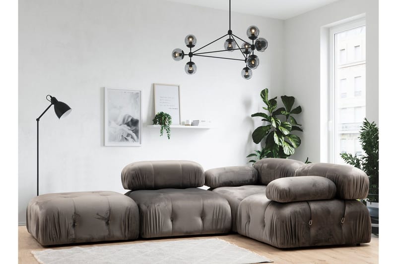 Belgin Högermodul / Fåtölj 95 cm med fasta armstöd och repdetaljer - Grå - Möbler - Soffa - Modulsoffor - Övriga moduler till modulsoffa