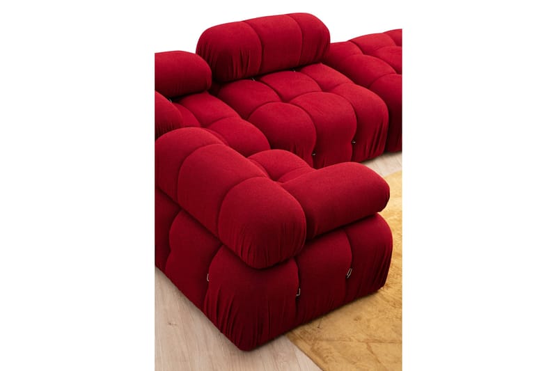 Belgin Högermodul / Fåtölj 95 cm med fasta armstöd och repdetaljer - Röd - Möbler - Soffa - Modulsoffor - Övriga moduler till modulsoffa