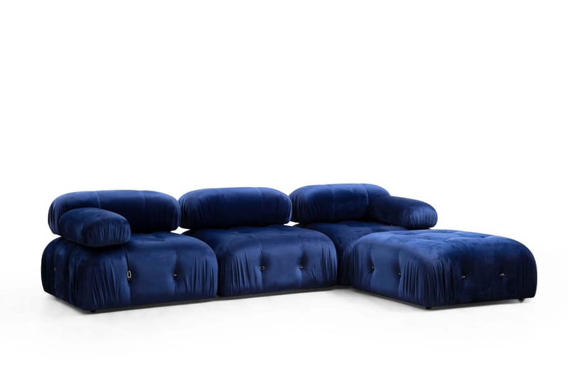 Belgin Vänstermodul / Fåtölj 95 cm med fasta armstöd och repdetaljer - Blå - Möbler - Soffa - Modulsoffor - Övriga moduler till modulsoffa