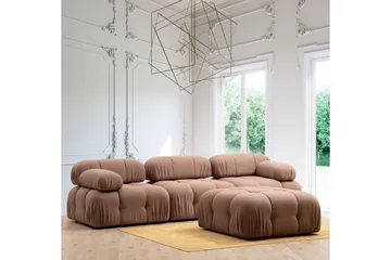 Belgin Vänstermodul / Fåtölj 95 cm med fasta armstöd och repdetaljer - Brun - Möbler - Soffa - Modulsoffor - Övriga moduler till modulsoffa