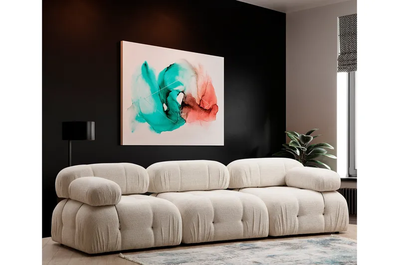 Belgin Vänstermodul / Fåtölj 95 cm med fasta armstöd och repdetaljer - Cream - Möbler - Soffa - Modulsoffor - Övriga moduler till modulsoffa