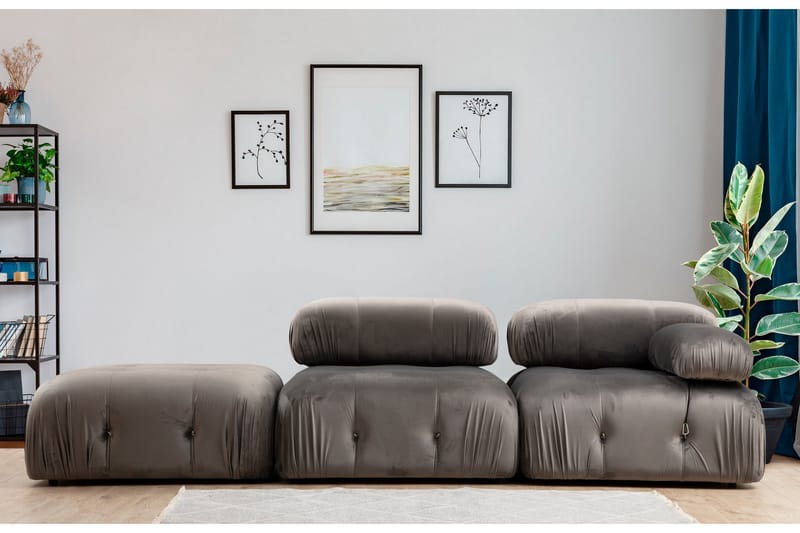 Belgin Vänstermodul / Fåtölj 95 cm med fasta armstöd och repdetaljer - Grå - Möbler - Soffa - Modulsoffor - Övriga moduler till modulsoffa