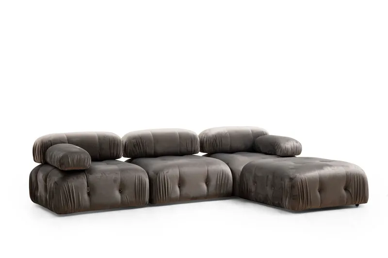 Belgin Vänstermodul / Fåtölj 95 cm med fasta armstöd och repdetaljer - Grå - Möbler - Soffa - Modulsoffor - Övriga moduler till modulsoffa