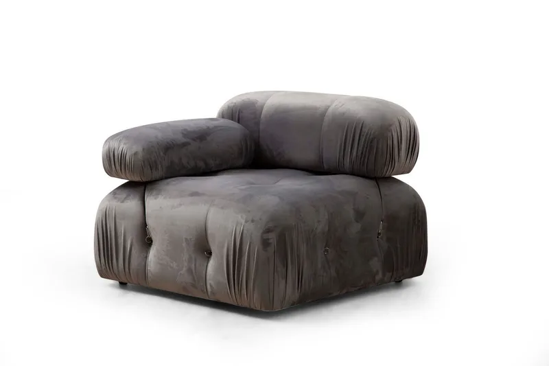 Belgin Vänstermodul / Fåtölj 95 cm med fasta armstöd och repdetaljer - Grå - Möbler - Soffa - Modulsoffor - Övriga moduler till modulsoffa