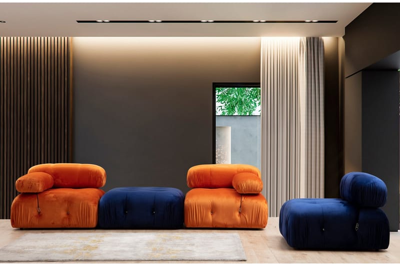 Belgin Vänstermodul / Fåtölj 95 cm med fasta armstöd och repdetaljer - Orange - Möbler - Soffa - Modulsoffor - Övriga moduler till modulsoffa
