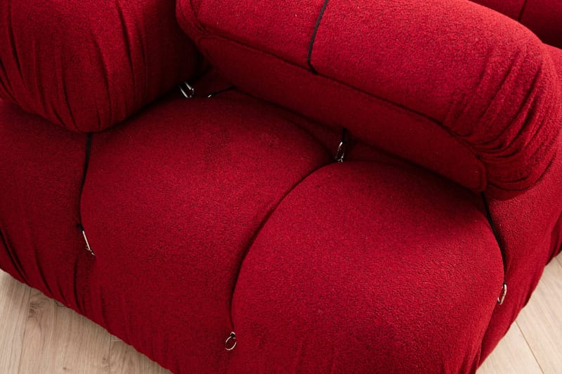 Belgin Vänstermodul / Fåtölj 95 cm med fasta armstöd och repdetaljer - Röd - Möbler - Soffa - Modulsoffor - Övriga moduler till modulsoffa