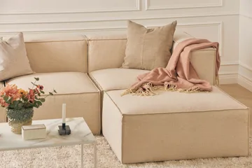 Cubo 1-sits  Rektangulär Fotpallsmodul i Tyg 80 cm bred - Beige - Möbler - Soffa - Modulsoffor - Övriga moduler till modulsoffa
