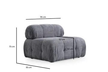 Belgin Mittmodul / Fåtölj 95 cm med fast ryggstöd - Grå - Möbler - Soffa - Modulsoffor - Mittmodul