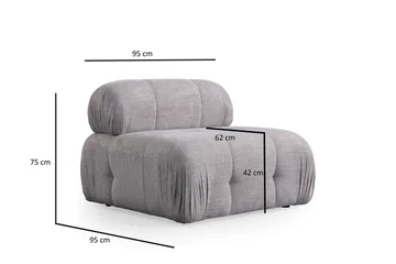 Belgin Mittmodul / Fåtölj 95 cm med fast ryggstöd - Ljusgrå - Möbler - Soffa - Modulsoffor - Mittmodul