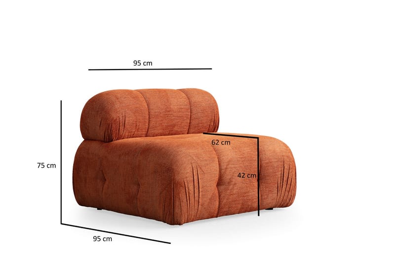 Belgin Mittmodul / Fåtölj 95 cm med fast ryggstöd - Orange - Möbler - Soffa - Modulsoffor - Mittmodul