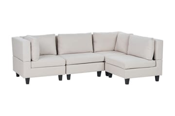 Buck 4-sits L-formad Modulsoffa med Divan och Hörnsoffa i Tyg - Beige|Svart - Möbler - Soffa - Modulsoffor - Komplett modulsoffa