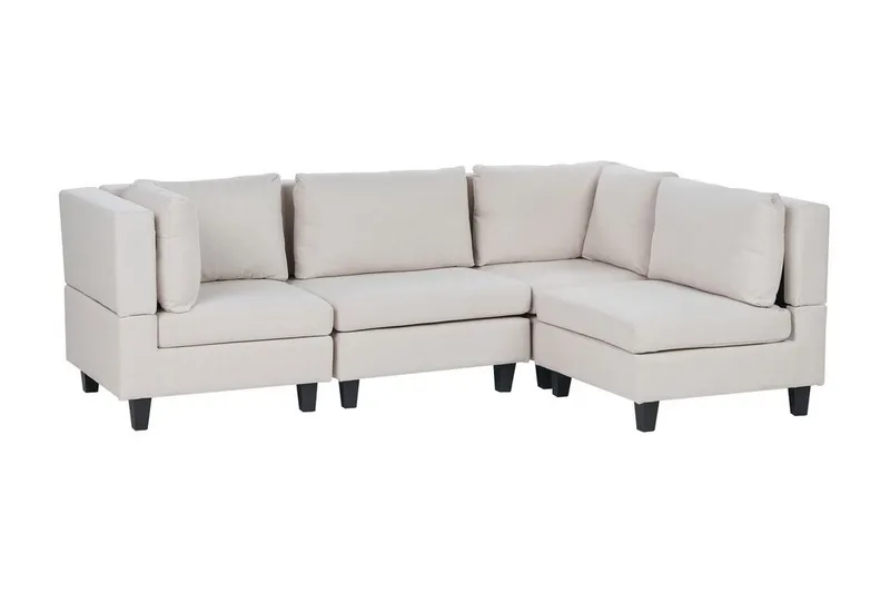 Buck 4-sits L-formad Modulsoffa med Divan och Hörnsoffa i Tyg - Beige|Svart - Möbler - Soffa - Modulsoffor - Komplett modulsoffa