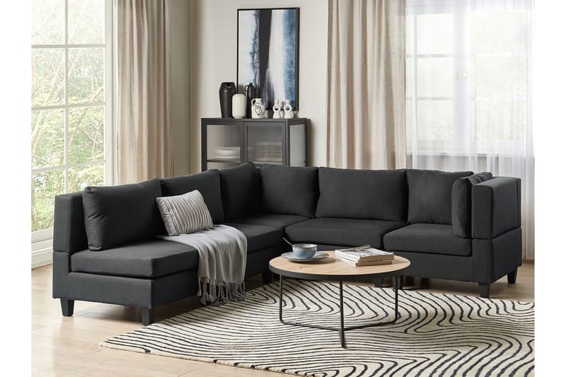 Buck 5-sits L-formad Modulsoffa i Tyg - Svart - Möbler - Soffa - Modulsoffor - Komplett modulsoffa
