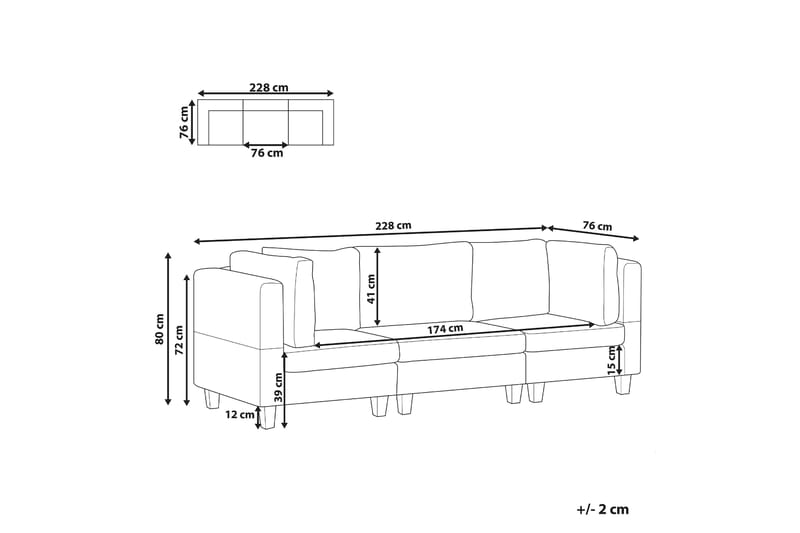 Buck Modulsoffa 3-sits - Grå/Svart - Möbler - Soffa - Modulsoffor - Komplett modulsoffa
