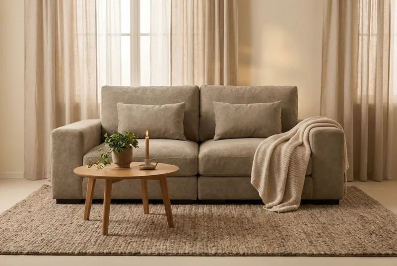 Dubai 2-sits soffa Extra Djup i Chenille - Brun - Möbler - Soffa - Modulsoffor - Komplett modulsoffa