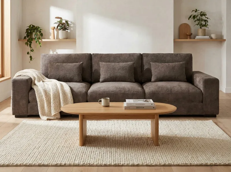 Dubai 3-sits soffa Extra Djup i Chenille - Mörkbrun - Möbler - Soffa - Modulsoffor - Komplett modulsoffa