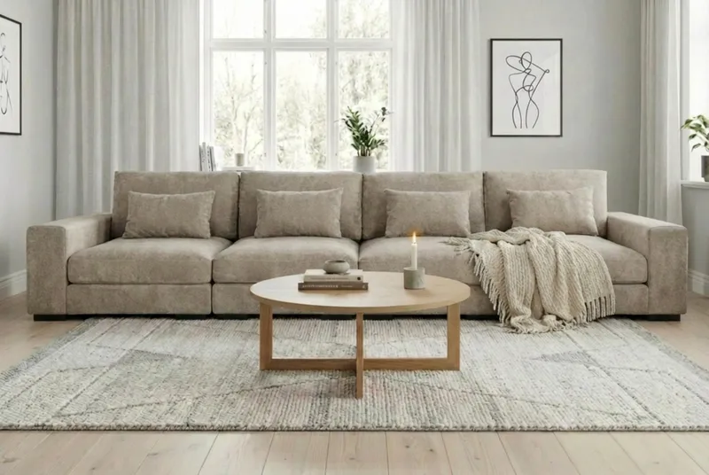 Dubai 4-sits soffa Extra Djup i Chenille - Brun - Möbler - Soffa - Modulsoffor - Komplett modulsoffa