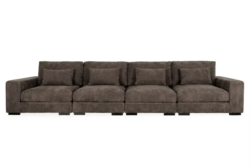Dubai 4-sits soffa Extra Djup i Chenille - Mörkbrun - Möbler - Soffa - Modulsoffor - Komplett modulsoffa
