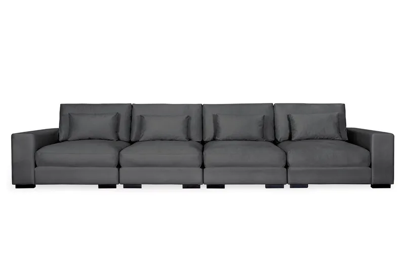Dubai 4-sits soffa sammet Extra Djup, Mörkgrå