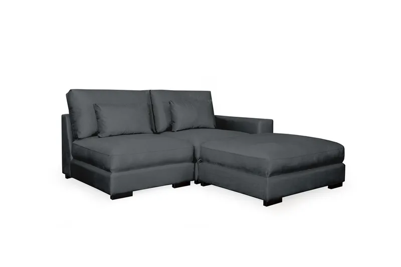 Dubai Divansoffa Höger Sammet Extra Djup - Mörkgrå - Möbler - Soffa - Modulsoffor - Komplett modulsoffa