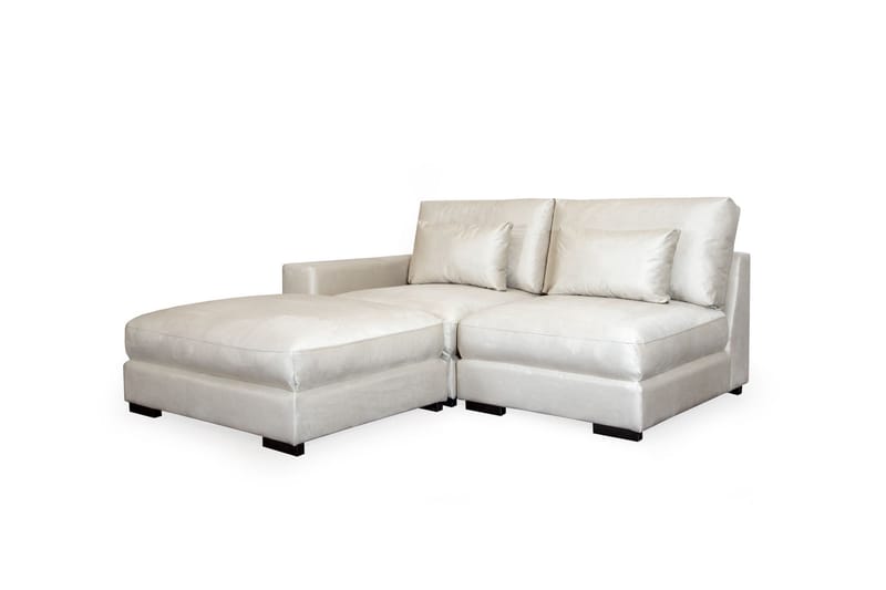 Dubai Divansoffa Vänster Sammet Extra Djup - Vit - Möbler - Soffa - Modulsoffor - Komplett modulsoffa