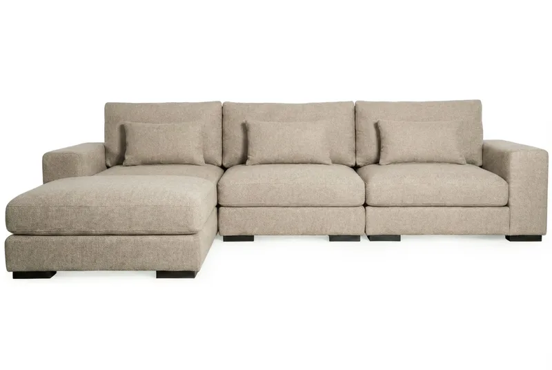 Dubai Extra djup 4-sits Modulsoffa med divan höger i tyg vändbar Extra Djup, Greige