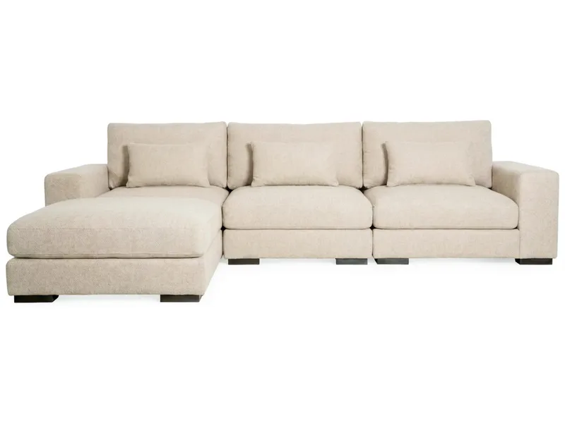 Dubai Extra djup 4-sits Modulsoffa med divan höger i tyg vändbar Extra Djup, Ljusbeige
