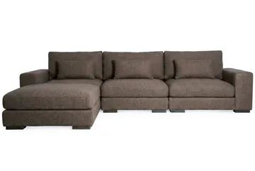 Dubai Extra djup 4-sits Modulsoffa med divan höger i tyg vändbar Extra Djup - Mörkbrun - Möbler - Soffa - Modulsoffor - Komplett modulsoffa