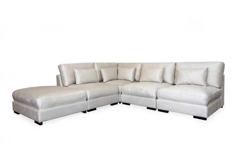 Dubai Schäslongsoffa Höger Sammet Extra Djup - Vit - Möbler - Soffa - Modulsoffor - Komplett modulsoffa