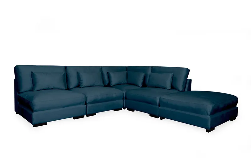 Dubai Schäslongsoffa Vänster Sammet - Blå - Möbler - Soffa - Modulsoffor - Komplett modulsoffa