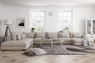 Dubai Stor U-modulsoffa Byggbar med Divan Höger Extra Djup - Ljus / Beige - Möbler - Soffa - Modulsoffor - Komplett modulsoffa