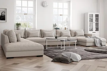Dubai Stor U-modulsoffa Byggbar med Divan Höger Extra Djup - Ljus / Beige - Möbler - Soffa - Modulsoffor - Komplett modulsoffa