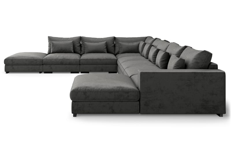 Dubai Stor U-modulsoffa Large med Divan Höger Sammet Extra Djup - Mörkgrå - Möbler - Soffa - Modulsoffor - Komplett modulsoffa