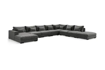 Dubai Stor U-modulsoffa med Divan Vänster Sammet 527 cm Extra Djup - Mörkgrå - Möbler - Soffa - Modulsoffor - Komplett modulsoffa