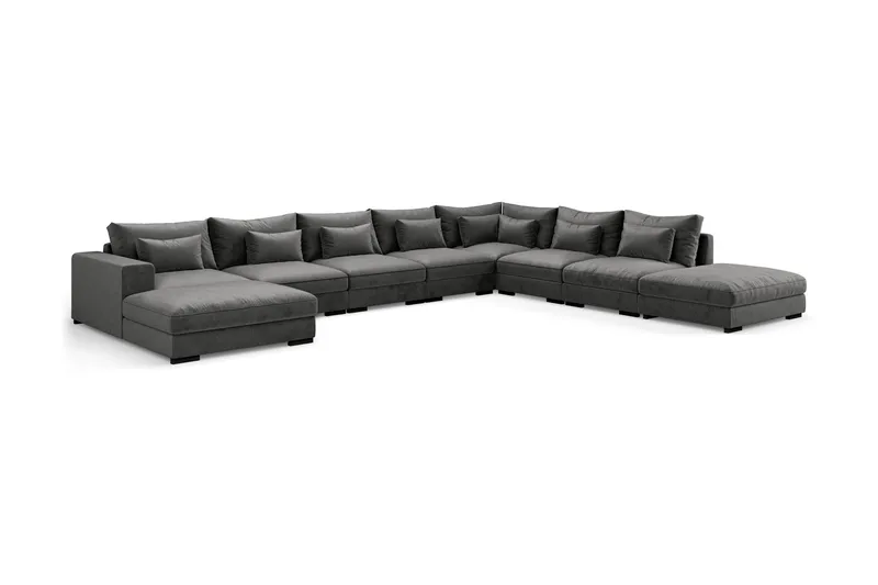 Dubai Stor U-modulsoffa med Divan Vänster Sammet 527 cm Extra Djup - Mörkgrå - Möbler - Soffa - Modulsoffor - Komplett modulsoffa