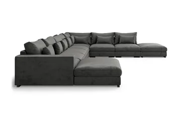 Dubai Stor U-modulsoffa med Divan Vänster Sammet 527 cm Extra Djup - Mörkgrå - Möbler - Soffa - Modulsoffor - Komplett modulsoffa