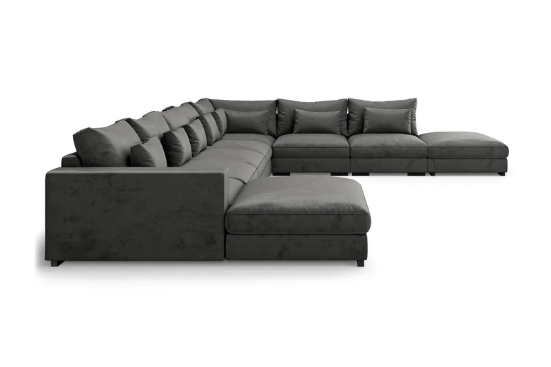 Dubai Stor U-modulsoffa med Divan Vänster Sammet 527 cm Extra Djup - Mörkgrå - Möbler - Soffa - Modulsoffor - Komplett modulsoffa