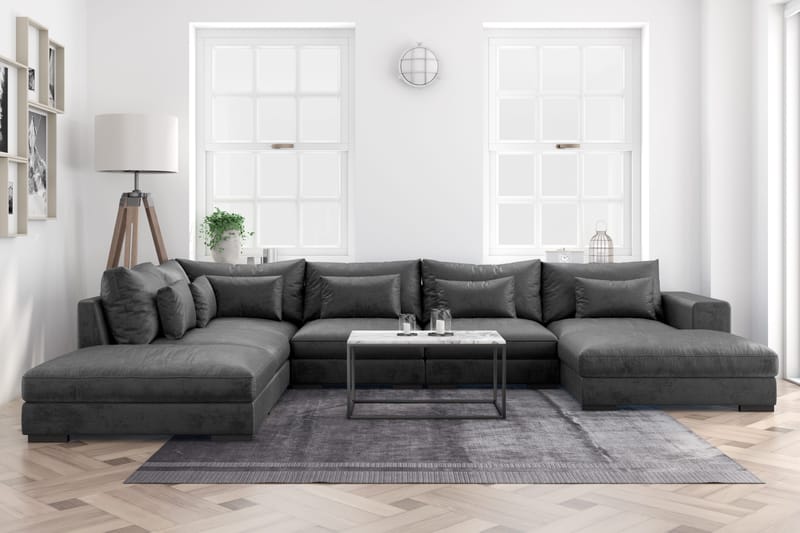 Dubai Stor U Soffa modul med Divan Höger Sammet Extra djup - Mörkgrå - Möbler - Soffa - Modulsoffor - Komplett modulsoffa