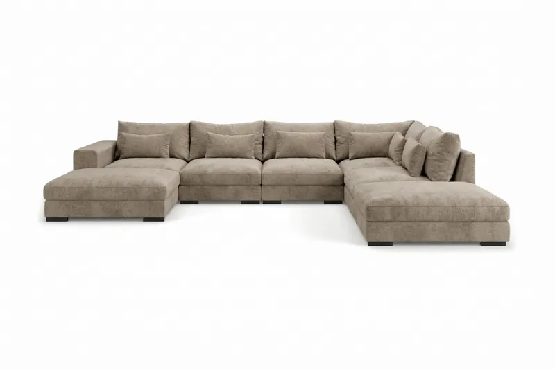 Dubai Stor U Soffa modul med Divan Vänster Extra Djup i Chenille - Brun - Möbler - Soffa - Modulsoffor - Komplett modulsoffa